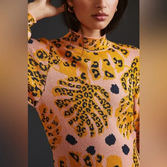 Anthropologie Farm Rio Palms Sweater Mini Dress XL - Picture 2 of 9